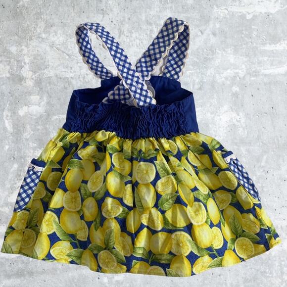 Easter Dress Size 2T Lemon 🍋 Polka Dot Cotton Dress Letter L - Picture 4 of 9